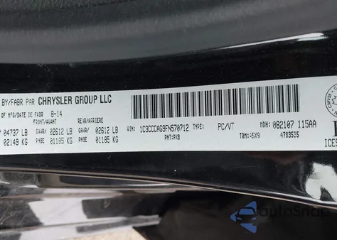 2015 Chrysler 200 Limited from USA, damaged, VIN 1C3CCCAG9FN570712